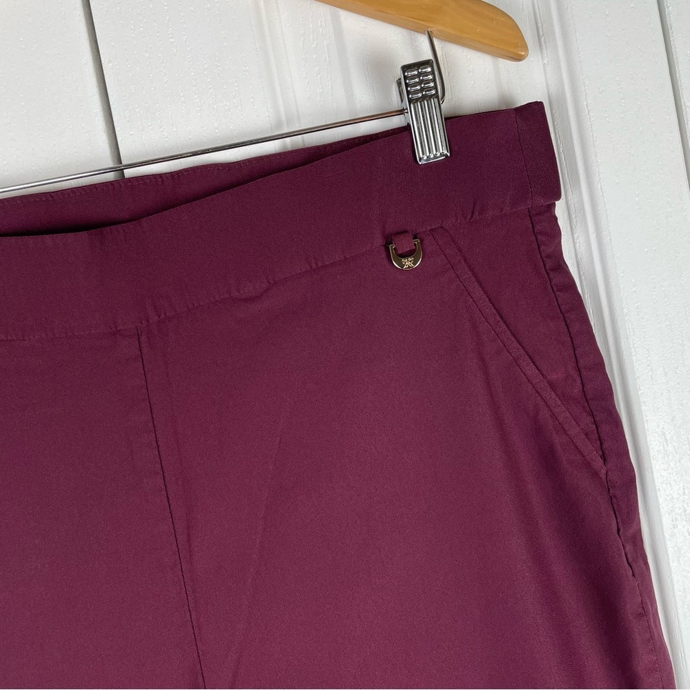 Rafaella Slim Ankle Trouser Pants Women’s 16 Burgundy Stretch Pull on Career - Picture 3 of 10